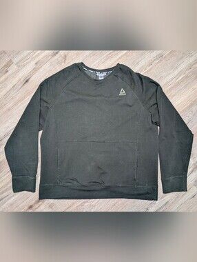 Reebok Men's Athletic Sweatshirt 2XL Dark Olive Evergreen Kangaroo Pocket